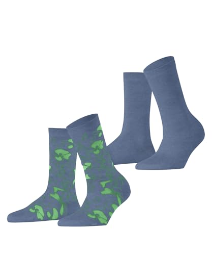 ESPRIT Damen Socken Flower Sketch Multipack W So Baumwolle gemustert 2 Paar, Blau Jeans 6458, 39-42 von ESPRIT