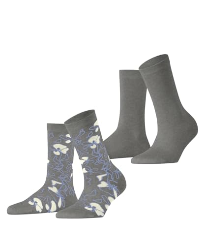 ESPRIT Damen Socken Flower Sketch Multipack W So Baumwolle gemustert 2 Paar, Grau Light Grey 3400, 39-42 von ESPRIT