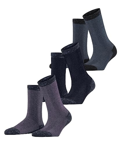 ESPRIT Damen Socken Herringbone 3-Pack Baumwolle Seide gemustert 3 Paar, Mehrfarbig (Sortiment 0010), 36-41 von ESPRIT