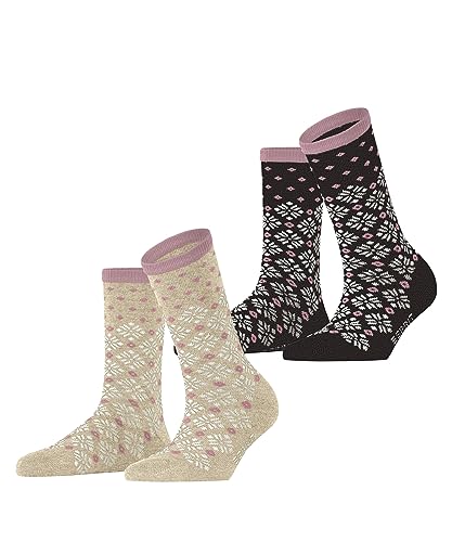 ESPRIT Damen Socken Norwegian 2-Pack Biologische Baumwolle gemustert 2 Paar, Mehrfarbig (Sortiment 0050), 36-41 von ESPRIT