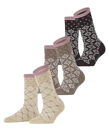 ESPRIT Damen Socken Norwegian 3-Pack Nachhaltige Biologische Baumwolle gemustert 3 Paar, Mehrfarbig (Sortiment 0060), 36-41 von ESPRIT