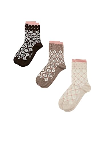 ESPRIT Damen Socken Norwegian 3-Pack Nachhaltige Biologische Baumwolle gemustert 3 Paar, Mehrfarbig (Sortiment 0060), 36-41 von ESPRIT