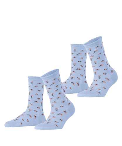 ESPRIT Damen Petite Flowers 2-Pack W SO Viskose Gemustert 2 Paar Socken, Blau (Cloud 6293), 35-38 (2er Pack) von ESPRIT