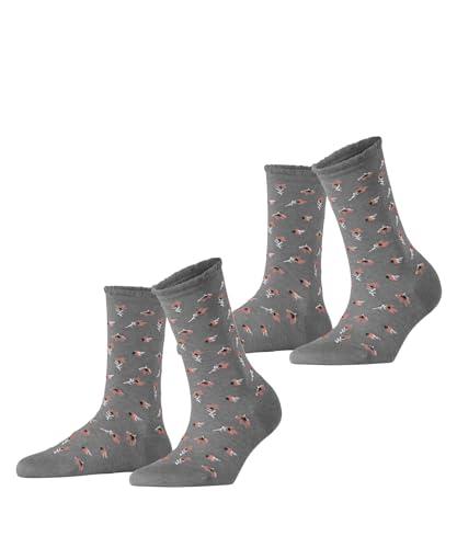 ESPRIT Damen Socken Petite Flowers 2-Pack W SO Viskose gemustert 2 Paar, Grau (Light Grey 3400), 39-42 von ESPRIT