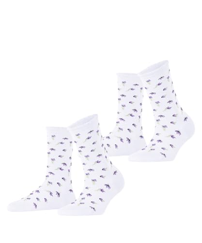 ESPRIT Damen Socken Petite Flowers 2-Pack W SO Viskose gemustert 2 Paar, Weiß (White 2000), 39-42 von ESPRIT