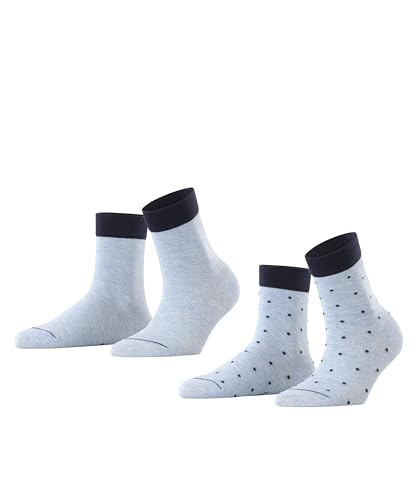 ESPRIT Damen Kurzsocken Small Dots 2-Pack, Baumwolle, 2 Paar, Blau (Light Denim 6668), 35-38 von ESPRIT