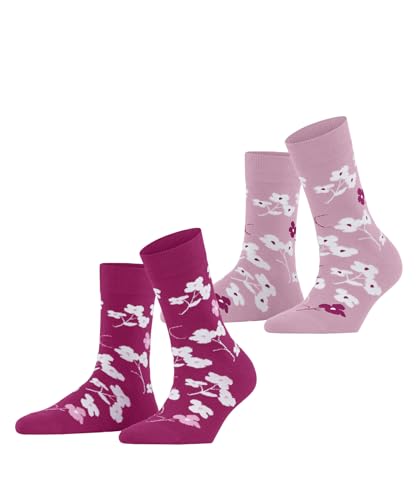 ESPRIT Damen Socken Spring Flowers Multipack W So Baumwolle gemustert 2 Paar, Mehrfarbig Rosa Pink 0080, 39-42 von ESPRIT