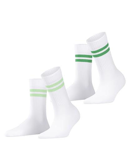 ESPRIT Damen Tennis Stripe 2-Pack W SO Baumwolle Gemustert 2 Paar Socken, Weiß (Woolwhite 2070) neu-umweltfreundlich, 35-38 (2er Pack) von ESPRIT