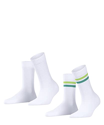 ESPRIT Damen Tennis Stripe 2-Pack W SO Baumwolle Gemustert 2 Paar Socken, Weiß (Woolwhite 2090), 39-42 (2er Pack) von ESPRIT