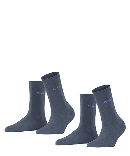 ESPRIT Damen Socken Uni 2-Pack W SO Baumwolle einfarbig 2 Paar, Blau (Light Denim 6660), 35-38 von ESPRIT