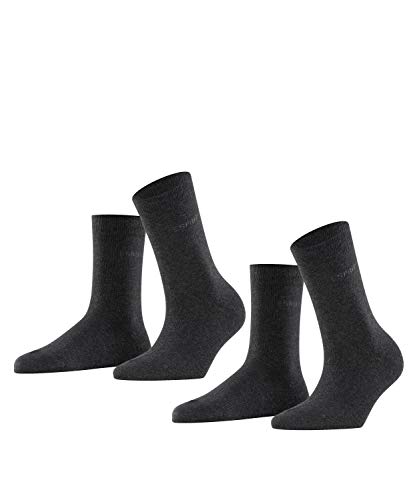 ESPRIT Damen Socken Uni Multipack W So Baumwolle einfarbig 2 Paar, Grau Anthracite Melange 3080, 35-38 von ESPRIT