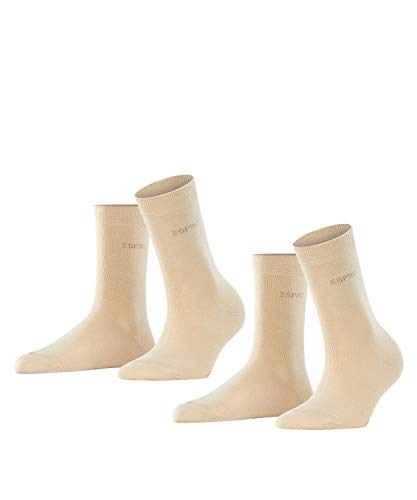 ESPRIT Damen Socken Uni Multipack W So Baumwolle einfarbig 2 Paar, Beige Cream 4011, 39-42 von ESPRIT