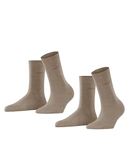 ESPRIT Damen Socken Uni 2-Pack W SO Baumwolle einfarbig 2 Paar, Braun (Nutmeg Melange 5410), 35-38 von ESPRIT