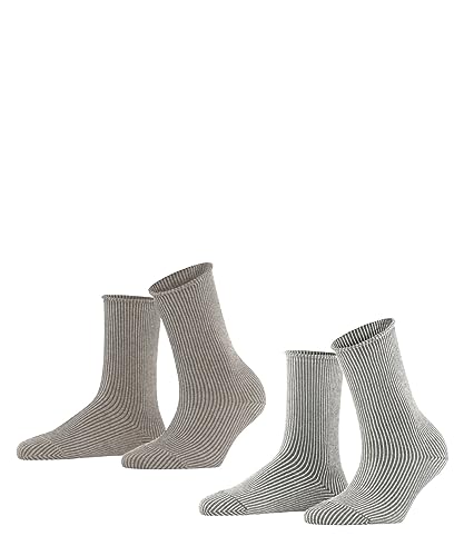 ESPRIT Damen Socken Vertical Stripe 2-Pack Biologische Baumwolle gemustert 2 Paar, Mehrfarbig (Sortiment 0030), 35-38 von ESPRIT