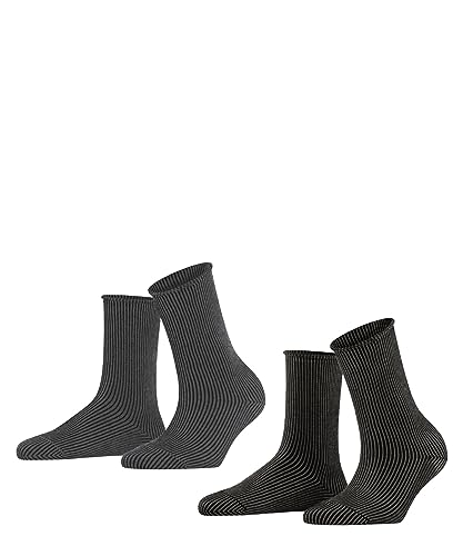 ESPRIT Damen Socken Vertical Stripe 2-Pack Biologische Baumwolle gemustert 2 Paar, Mehrfarbig (Sortiment 0050), 35-38 von ESPRIT