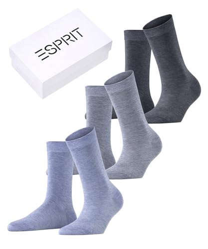 Esprit Damen Socken Solid Mix 3-Pack, Nachhaltige biologische Baumwolle Lyocell, 3 Paar, Mehrfarbig (Sortiment 10), 35-38 von ESPRIT