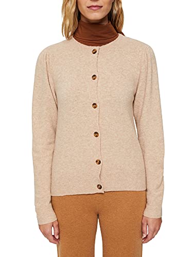 ESPRIT Damen Strickjacke 091ee1i341, 289/Sand 5, S von ESPRIT