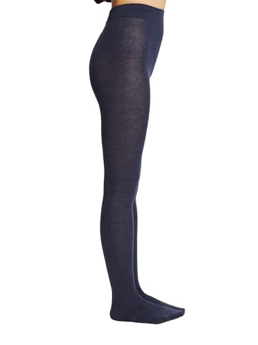 ESPRIT Damen Strumpfhose Plain W TI Baumwolle Wolle einfarbig 1 Stück, Blau (Navy Melange 6127), 44-46 von ESPRIT