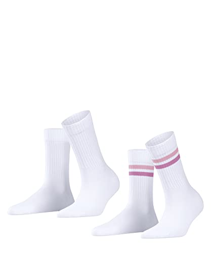 ESPRIT Damen Tennis Stripe 2-Pack W SO Baumwolle Gemustert 2 Paar Socken, Weiß (Woolwhite 2060), 39-42 (2er Pack) von ESPRIT