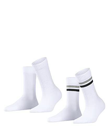 ESPRIT Damen Tennis Stripe 2-Pack W SO Baumwolle Gemustert 2 Paar Socken, Weiß (Woolwhite 2070), 35-38 (2er Pack) von ESPRIT