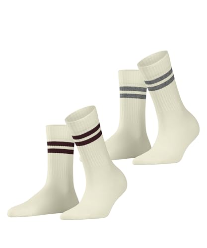 ESPRIT Damen Tennis Stripe Multipack W So Baumwolle Gemustert Socken, Weiß Turtel Dov 2140, 35-38 (2er Pack) von ESPRIT