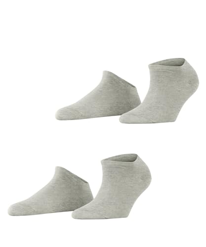 ESPRIT Damen Uni 2-Pack W SN Baumwolle kurz einfarbig 2 Paar Sneakersocken, Blickdicht, Grau (Grey/Red 3821), 6-8 (2er Pack) von ESPRIT