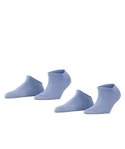 ESPRIT Damen Sneakersocken Uni 2-Pack W SN Baumwolle kurz einfarbig 2 Paar, Blau (Jeans Melange 6458), 35-38 von ESPRIT