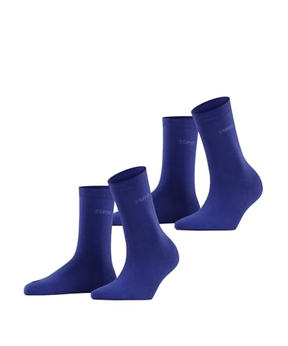 ESPRIT Damen Socken Uni 2-Pack W SO Baumwolle einfarbig 2 Paar, Blau (Deep Blue 6046), 35-38 von ESPRIT