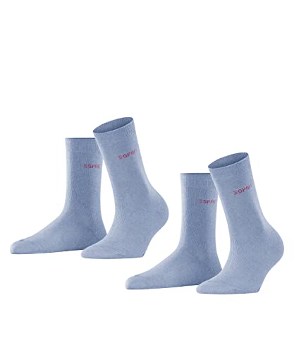 ESPRIT Damen Socken Uni 2-Pack W SO Baumwolle einfarbig 2 Paar, Blau (Jeans Melange 6458), 39-42 von ESPRIT