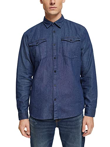 ESPRIT Herren 072EE2F306 Hemd, 901/BLUE Dark WASH, XL von ESPRIT