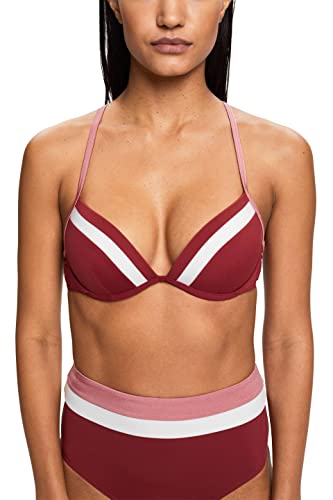 ESPRIT Damen Tayrona Beach Rcs Pad.plunge Bikini, Dark Red, C EU von ESPRIT