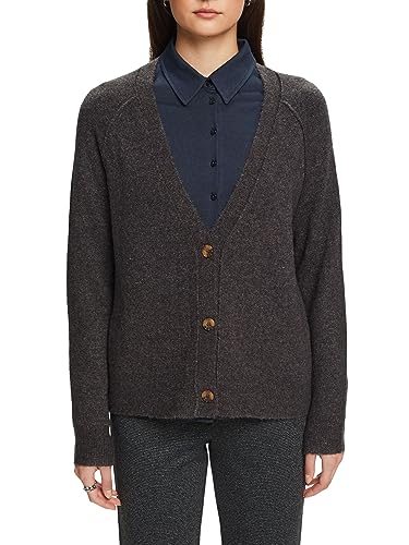 ESPRIT Geknöpfter Cardigan mit V-Ausschnitt, Wollmix von ESPRIT