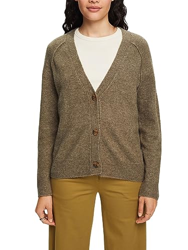 ESPRIT Geknöpfter Cardigan mit V-Ausschnitt, Wollmix von ESPRIT