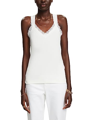 ESPRIT Rippstrick-Top mit Jersey und Spitze von ESPRIT