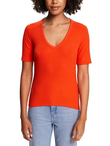 ESPRIT Geripptes T-Shirt mit V-Ausschnitt von ESPRIT