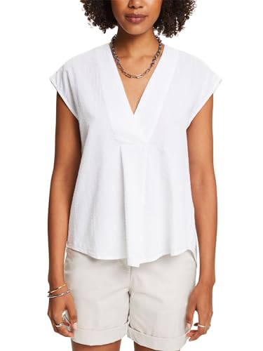 ESPRIT Damen 034ee1f339 Bluse, 100/White, Small von ESPRIT