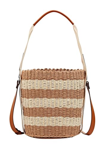 ESPRIT Gestreifte Schultertasche aus Papierbast von ESPRIT