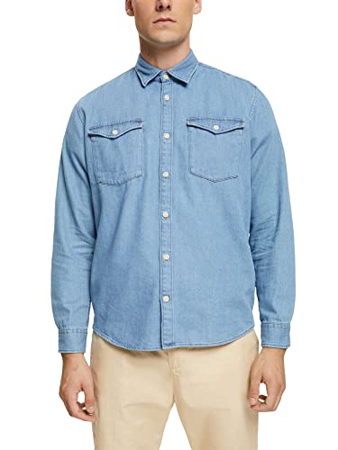 ESPRIT Herren 072ee2f306 Hemd, Blue Light Washed, XL EU von ESPRIT