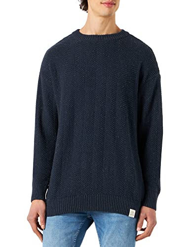 MUSTANG Herren Emil C Heringbone Pullover, Navy Blazer 5324, L von MUSTANG