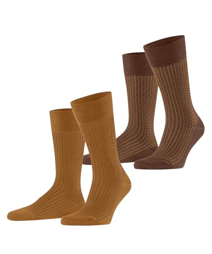ESPRIT Herren Socken Illusional Grid Multipack M So Baumwolle gemustert 2 Paar, Braun Brown Mix 0010, 43-46 von ESPRIT