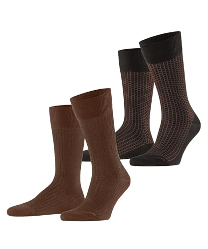 ESPRIT Herren Socken Illusional Grid Multipack M So Baumwolle gemustert 2 Paar, Mehrfarbig Black Brown Mix 0020, 39-42 von ESPRIT