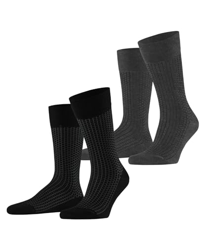 ESPRIT Herren Socken Illusional Grid Multipack M So Baumwolle gemustert 2 Paar, Mehrfarbig Black Grey 0050, 43-46 von ESPRIT