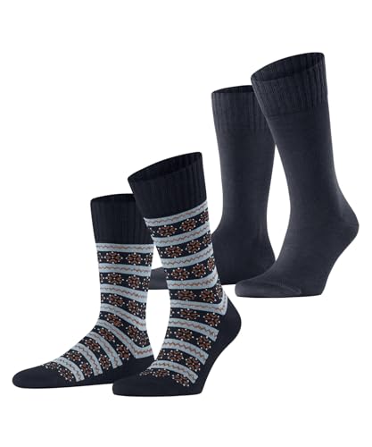 ESPRIT Herren Scandi 2-Pack M SO Baumwolle Wolle Gemustert 2 Paar Socken, Blau (Space Blue 6116), 39-42 (2er Pack) von ESPRIT