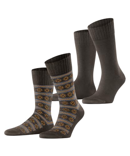 ESPRIT Herren Socken Scandi Multipack M So Baumwolle Wolle gemustert 2 Paar, Braun Chocolate 5004, 39-42 von ESPRIT