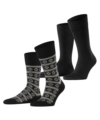 ESPRIT Herren Socken Scandi Multipack M So Baumwolle Wolle gemustert 2 Paar, Schwarz Black 3000, 43-46 von ESPRIT