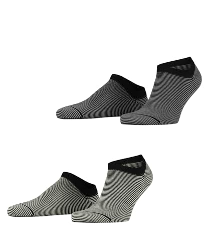 ESPRIT Herren Sneakersocken Fine Stripe Multipack M Sn Baumwolle kurz gemustert 2 Paar, Schwarz Black Mix 0050, 39-42 von ESPRIT