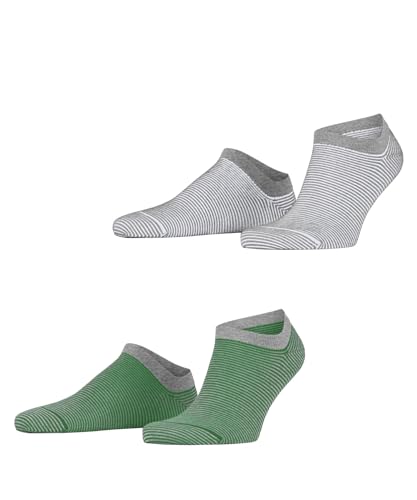 ESPRIT Herren Sneakersocken Fine Stripe Multipack M Sn Baumwolle kurz gemustert 2 Paar, Mehrfarbig Grey Green 0150, 43-46 von ESPRIT