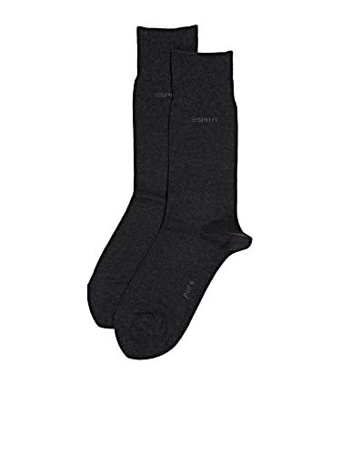ESPRIT Herren Socken Basic Uni 2-Pack M SO Baumwolle einfarbig 2 Paar, Grau (Anthracite Melange 3080), 39-42 von ESPRIT