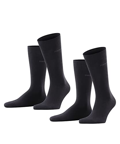 ESPRIT Herren Socken Basic Uni 2-Pack M SO Baumwolle einfarbig 2 Paar, Schwarz (Black 3000), 39-42 von FALKE