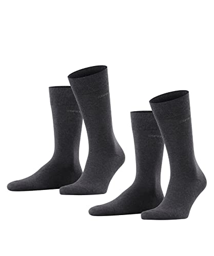 ESPRIT Herren Socken Basic Uni Multipack M So Baumwolle einfarbig 2 Paar, Grau Anthracite Melange 3080, 47-50 von ESPRIT